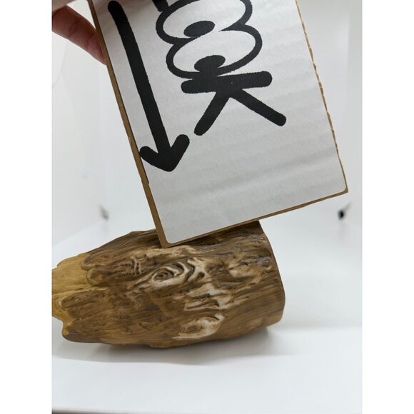 VTG Ceramic Owl Figurine Mama & Chicks in Log 5.5" Brown Kitsch Bird Ornament - Picture 7 of 8